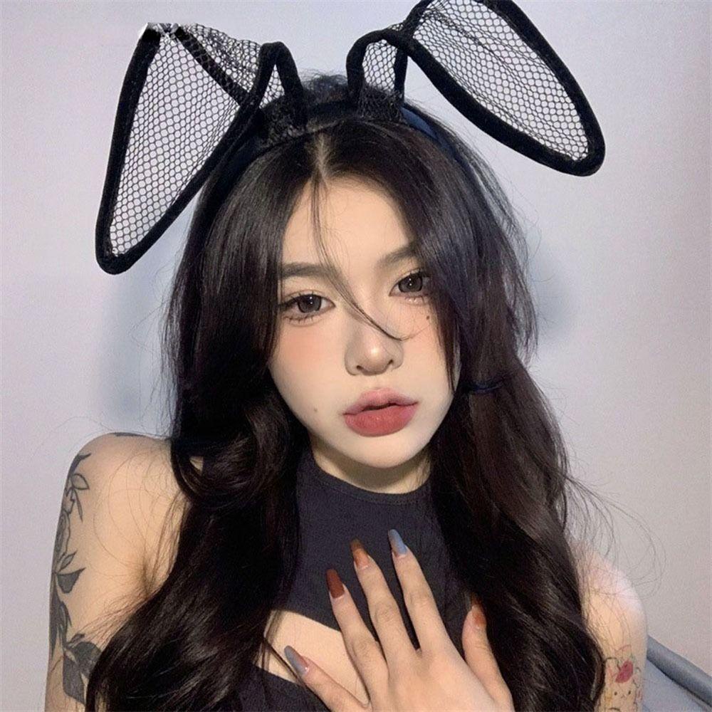 IVORY Băng Đô Cài Tóc Phối Ren Họa Tiết Tai Thỏ Thời Trang Cho Nữ