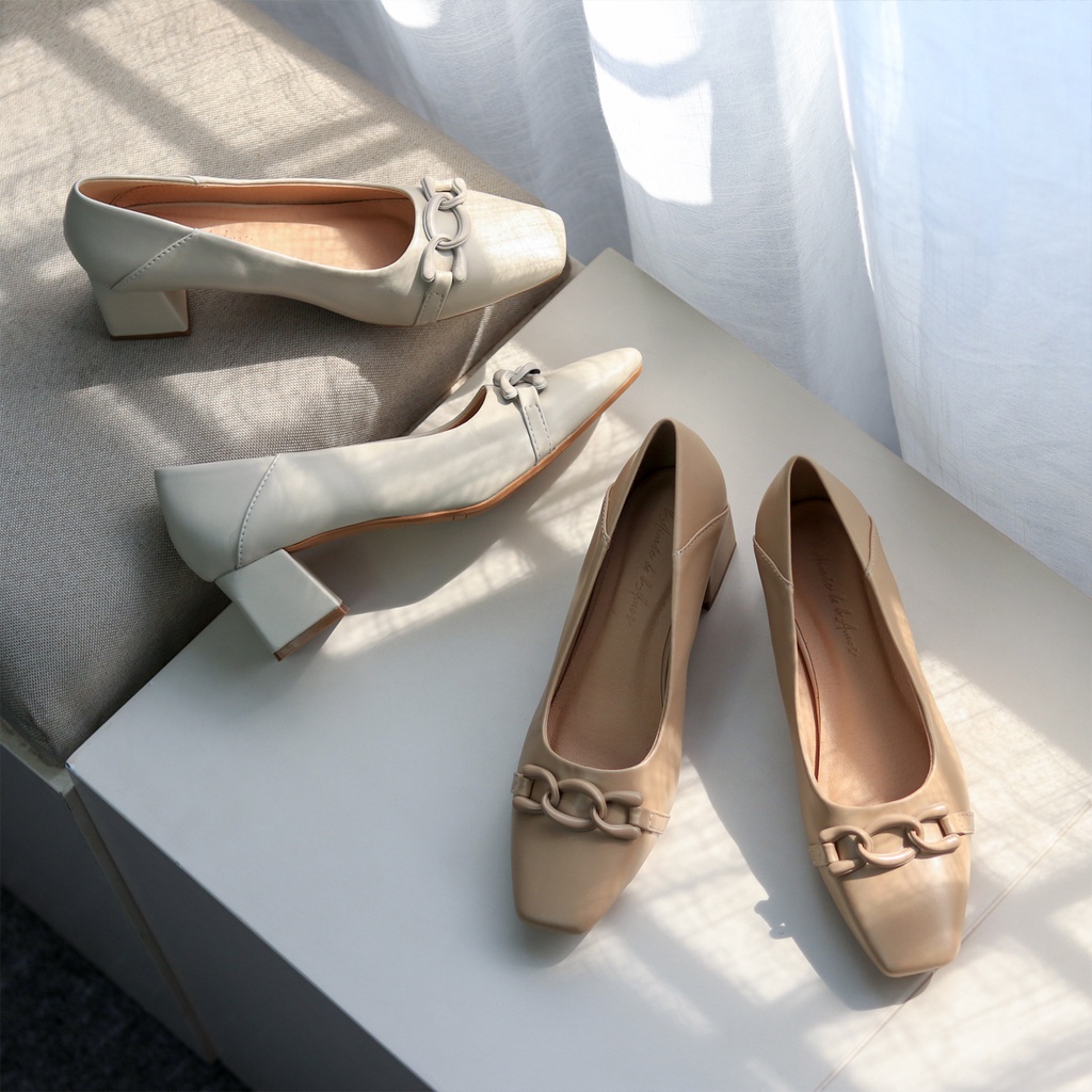 Giày cao gót nữ 5p Mirana Pump Heels đế vuông mũi vuông nơ khóa công sở bAimée & bAmor - MS3008
