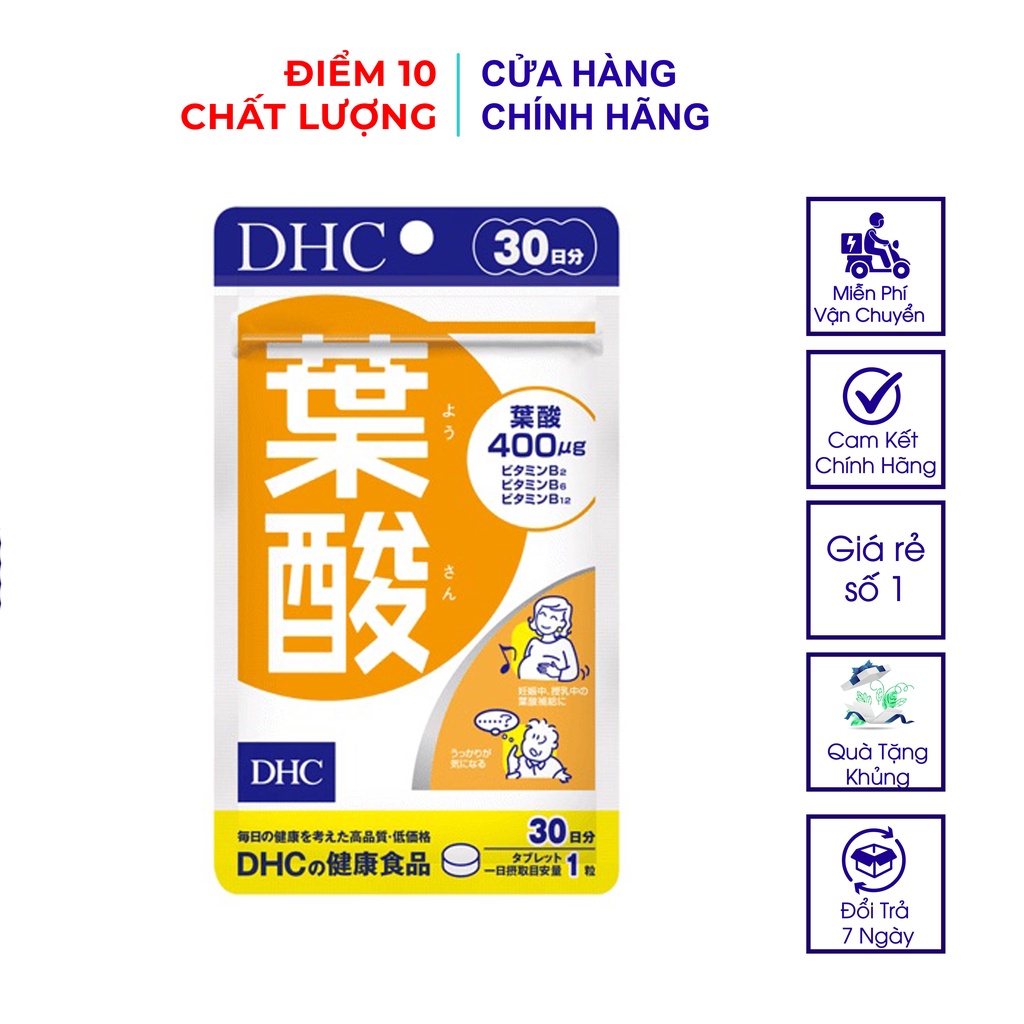 Viên uống vitamin dành cho Bà bầu DHC Folic Acid Loại 30 Viên