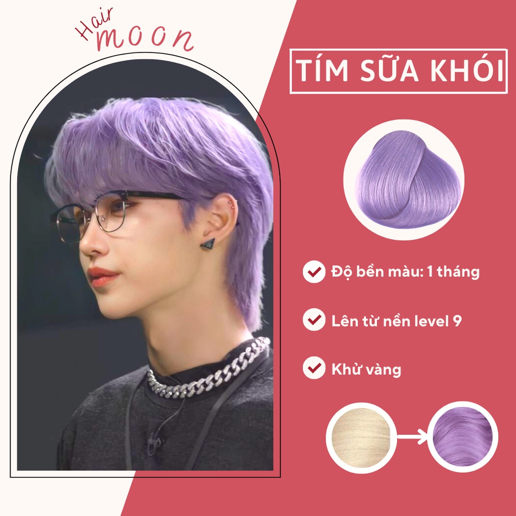 Thuốc nhuộm tóc TÍM KHÓI SỮA | TÍM PASTEL KHÓI | Tặng Vitamin E dưỡng tóc, bao tay nhuộm, mũ trùm tóc