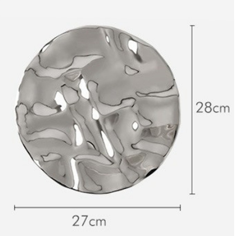 Đĩa Tròn Đựng Nước Hoa / Trái Cây / Đồ Ăn Vặt Mạ Bạc Kiểu Gợn Sóng Độc Đáo