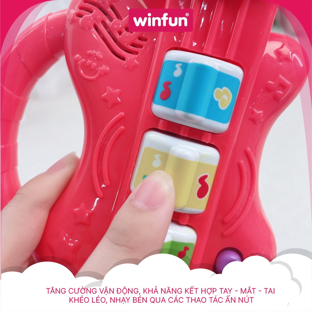 Đồ chơi âm nhạc đàn guitar ghi ta cầm tay mini có đèn nhạc cho bé Winfun 0641  - cho bé từ 6 tới 24 tháng