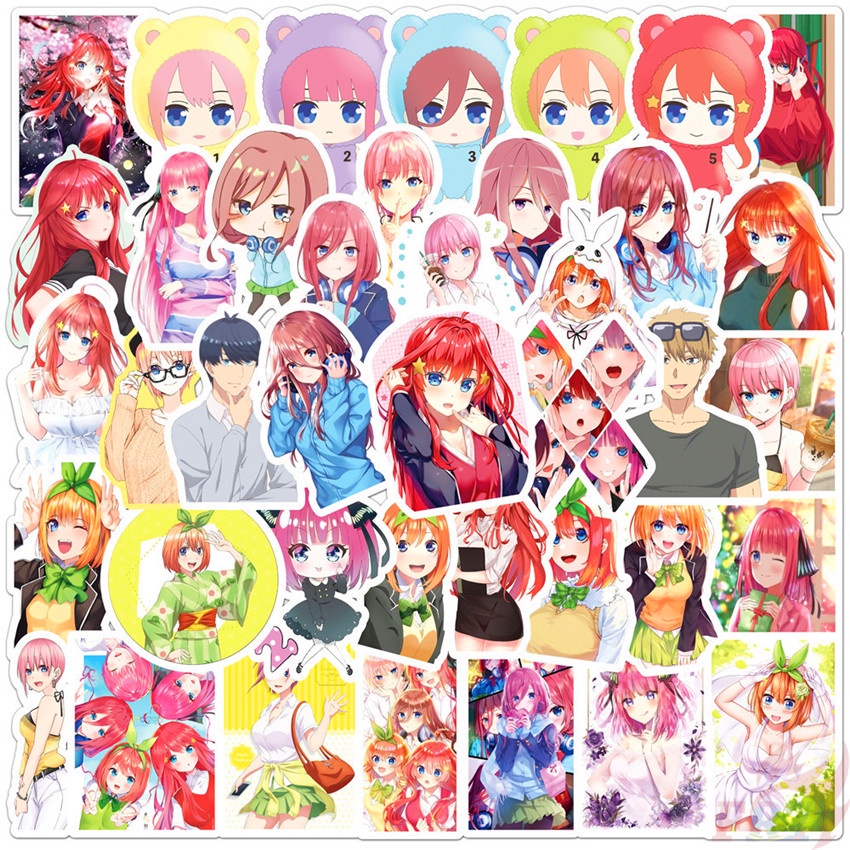 Sticker PVC chống thấm nước anime Nhà có 5 nàng dâu siêu cute dễ thương