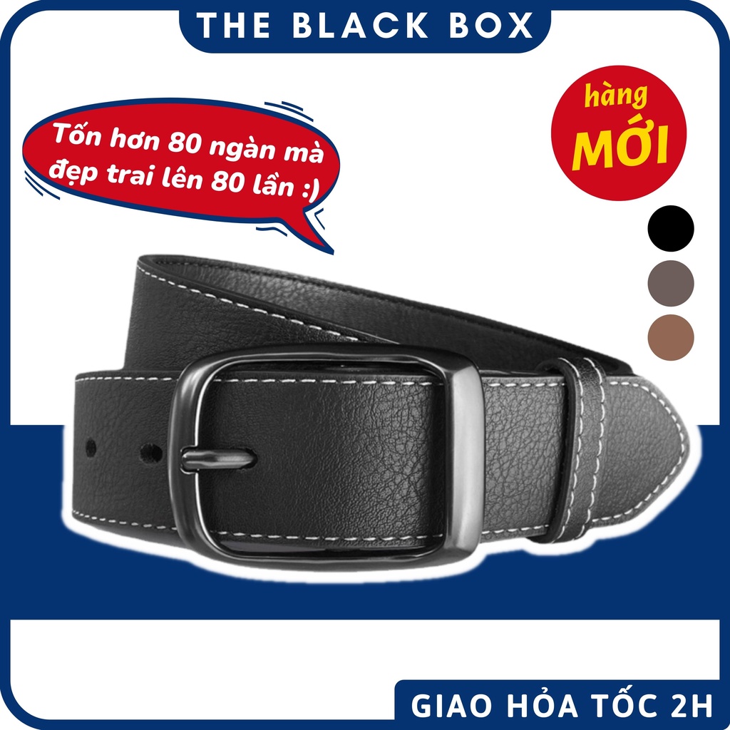 Thắt Lưng Nam Ulzzang Phong Cách Hàn Quốc Dây Da May Viền Bản 3cm Khoá Kim Loại (Hỗ Trợ Bấm Dây Nịt) - THE BLACK BOX