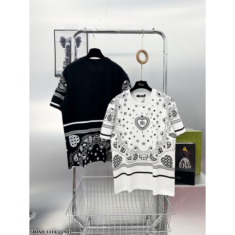 Áo Phông Nam Phối Họa Tiết In Chữ DG Cao Cấp - Áo Thun Nam Họa Tiết 2 Mặt Vải Mát Mịn