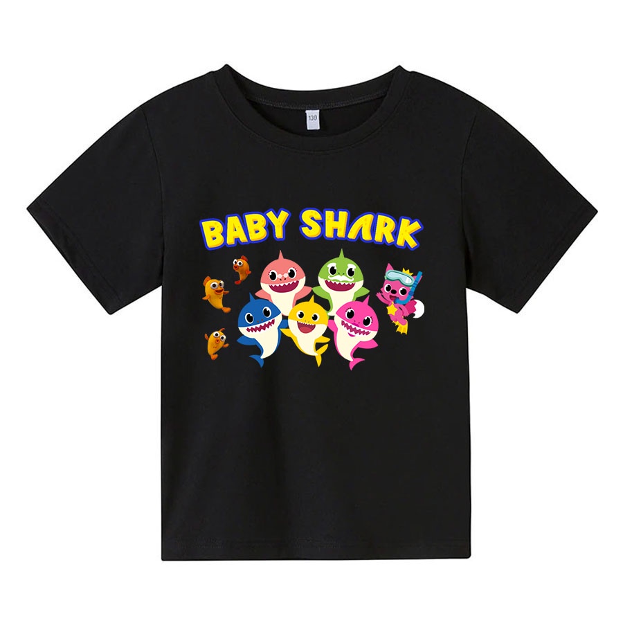 Áo thun trẻ em BABY SHARK, 4 màu, có size người lớn, King Cotton