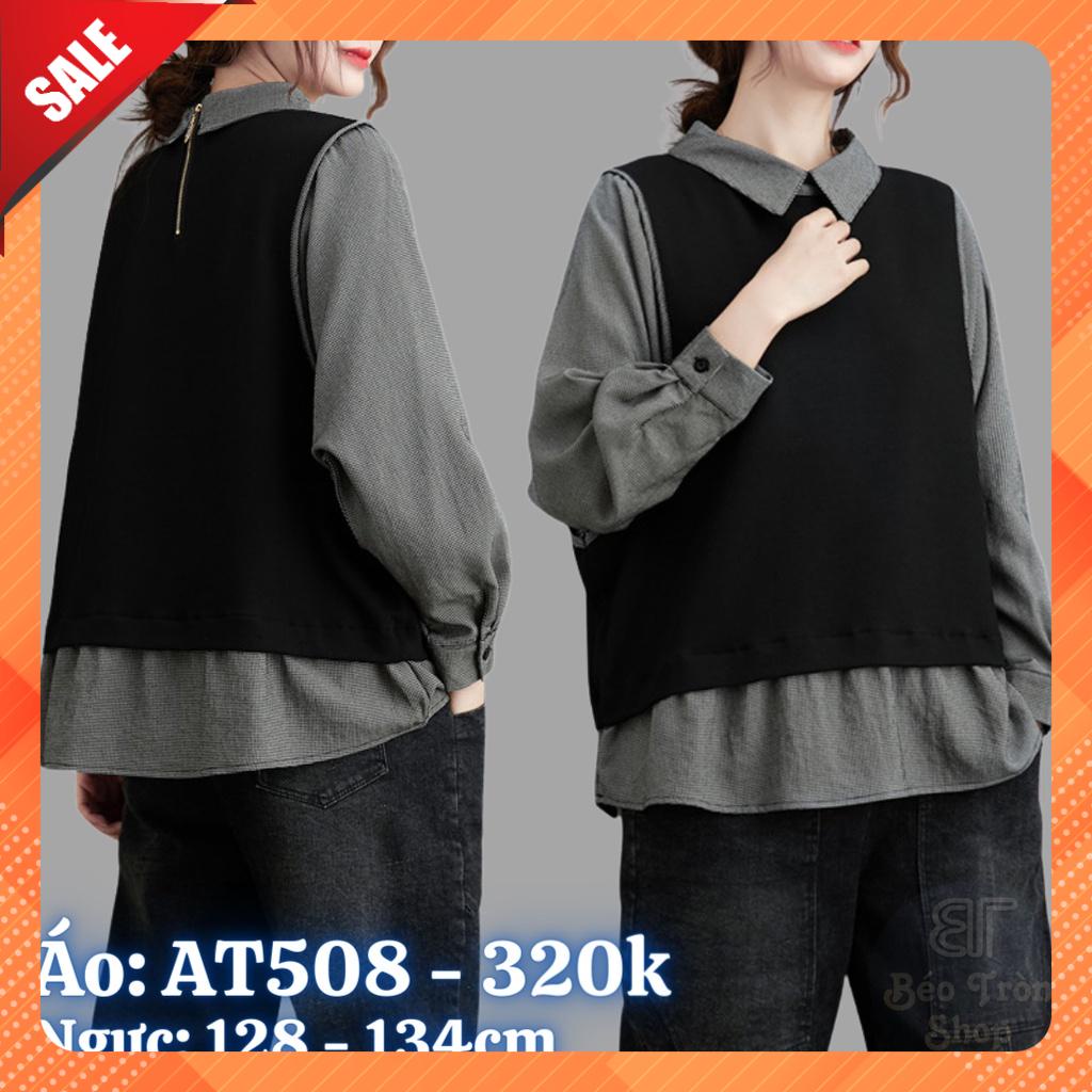Áo bigsize sơ mi phối caro xám đen siêu đẹp - AT508- béo tròn shop