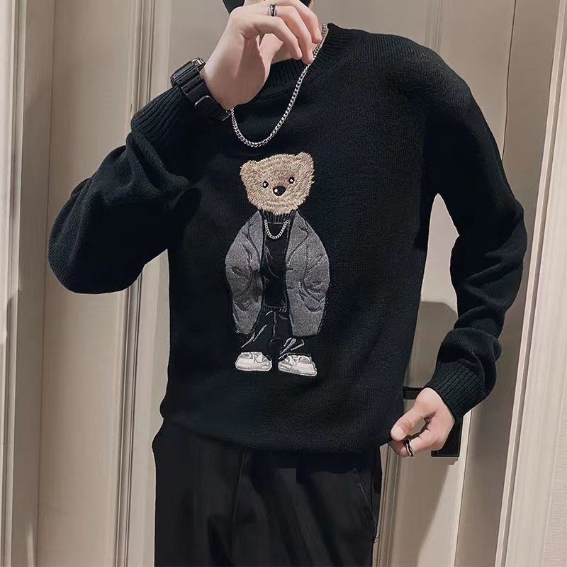 Áo Sweater Dệt Kim Cổ Tròn Thời Trang Thu Đông Cho Nam Giới