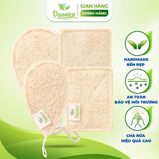 Miếng rửa chén bát, chà rửa xoong nồi xơ mướp tự nhiên handmade kỹ bền đẹp OGANICO