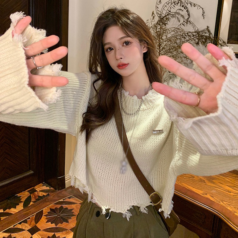 Áo Sweater Cổ Tròn Dáng Rộng Màu Sắc Đơn Giản Phong Cách Hàn Quốc