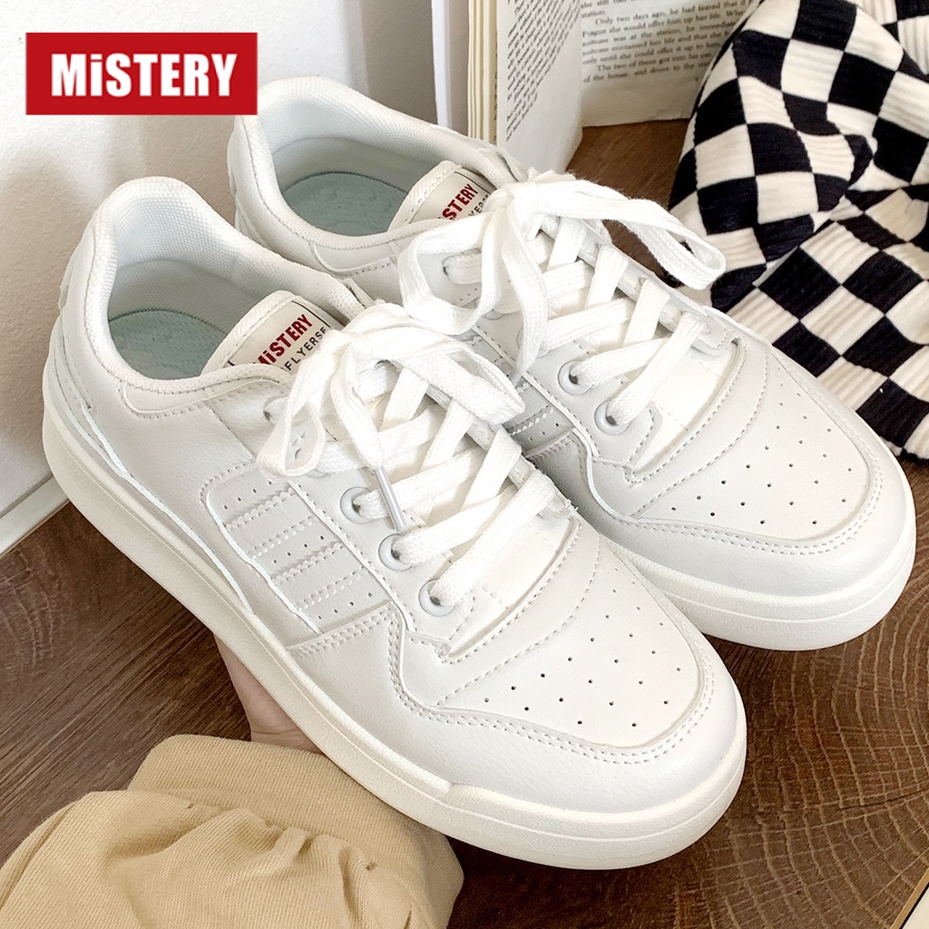 Mistery Giày Thể Thao Giày Trắng Chiều Cao 3cm Chất Liệu Da MIS-701
