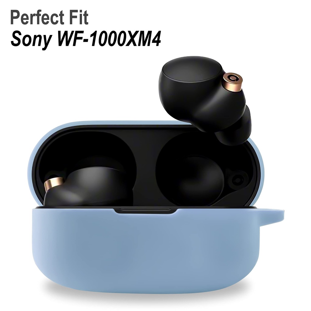 Vỏ Bảo Vệ Hộp Sạc Tai Nghe Bluetooth Không Dây Sony WF-1000 XM4 tws Bằng Silicon Mềm Màu Trơn Kèm Móc