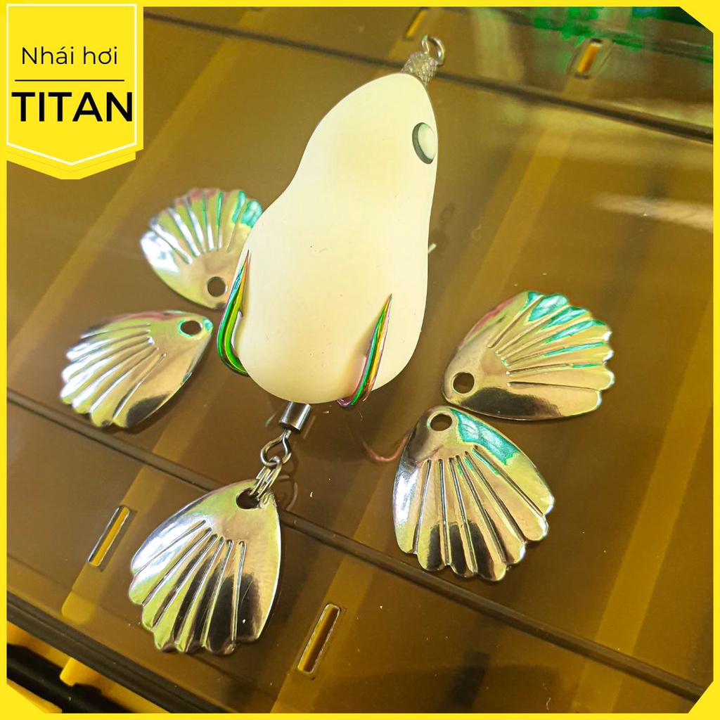 Nhái hơi titan, mồi giả câu cá lóc trang bị thìa quạt size 7g 10g [ mua 2 tặng1 body ]