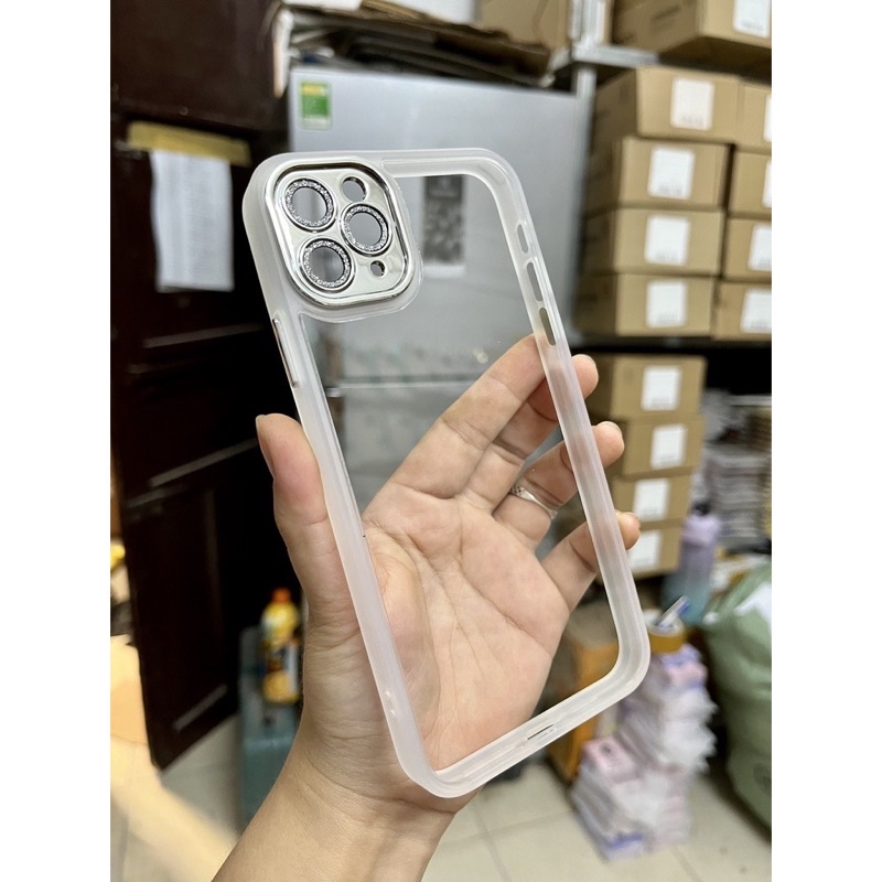 Ốp lưng trong viền màu camera gắn nhũ cho iPhone 11, 11 Pro max, 12 Pro Max chính hãng Meruyi sang trọng
