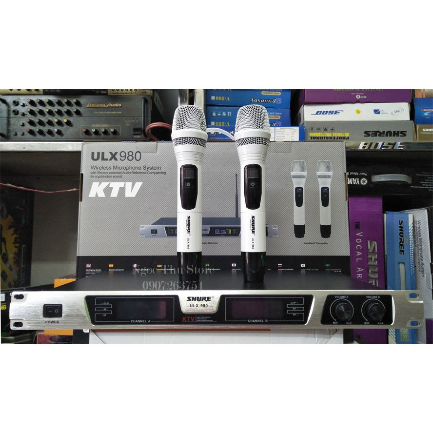 Combo Bộ Micro Không Dây Shure ULX 980 Siêu Rẻ Chống Hú Rè Rít Mic Hút Cực Nhẹ Bắt Sóng Rất xa-BH 1 ĐỔI 1