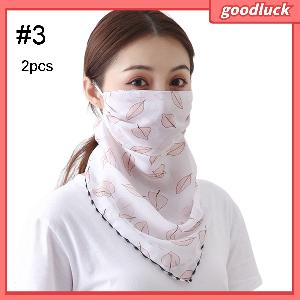Bộ 2 Khăn Che Mặt Chống Tia UV Thoáng Khí In Họa Tiết Lông Vũ