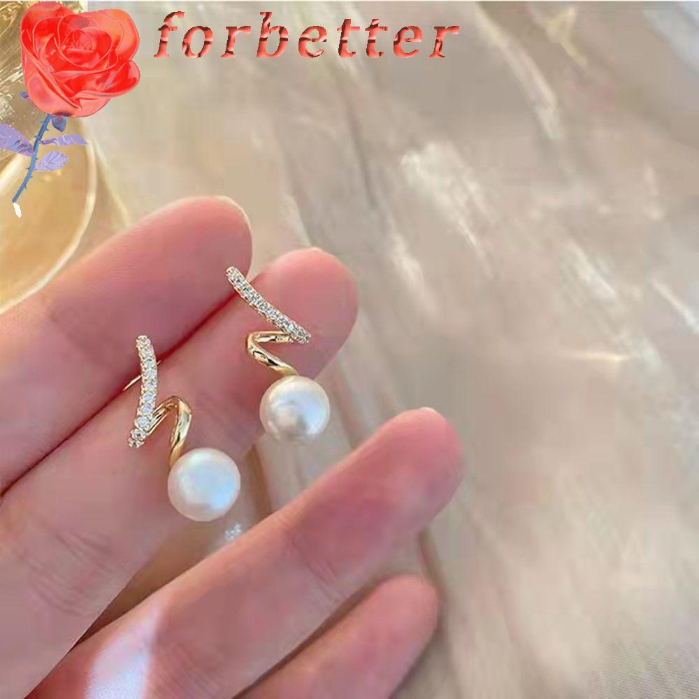 Khuyên tai xoắn ốc đính ngọc trai thời trang cao cấp cho nữ