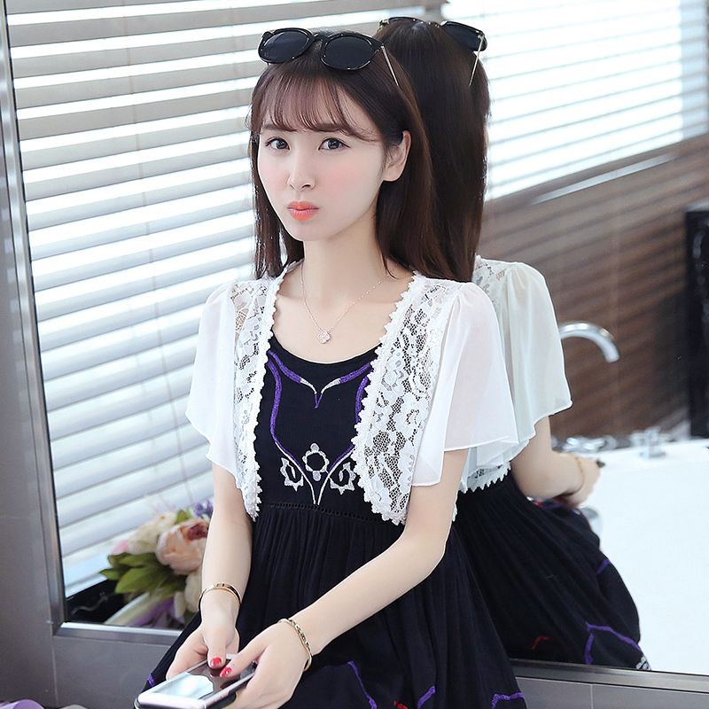 Áo Khoác Voan Mỏng Tay Lửng Phối Ren Thời Trang Dành Cho Nữ#11.15