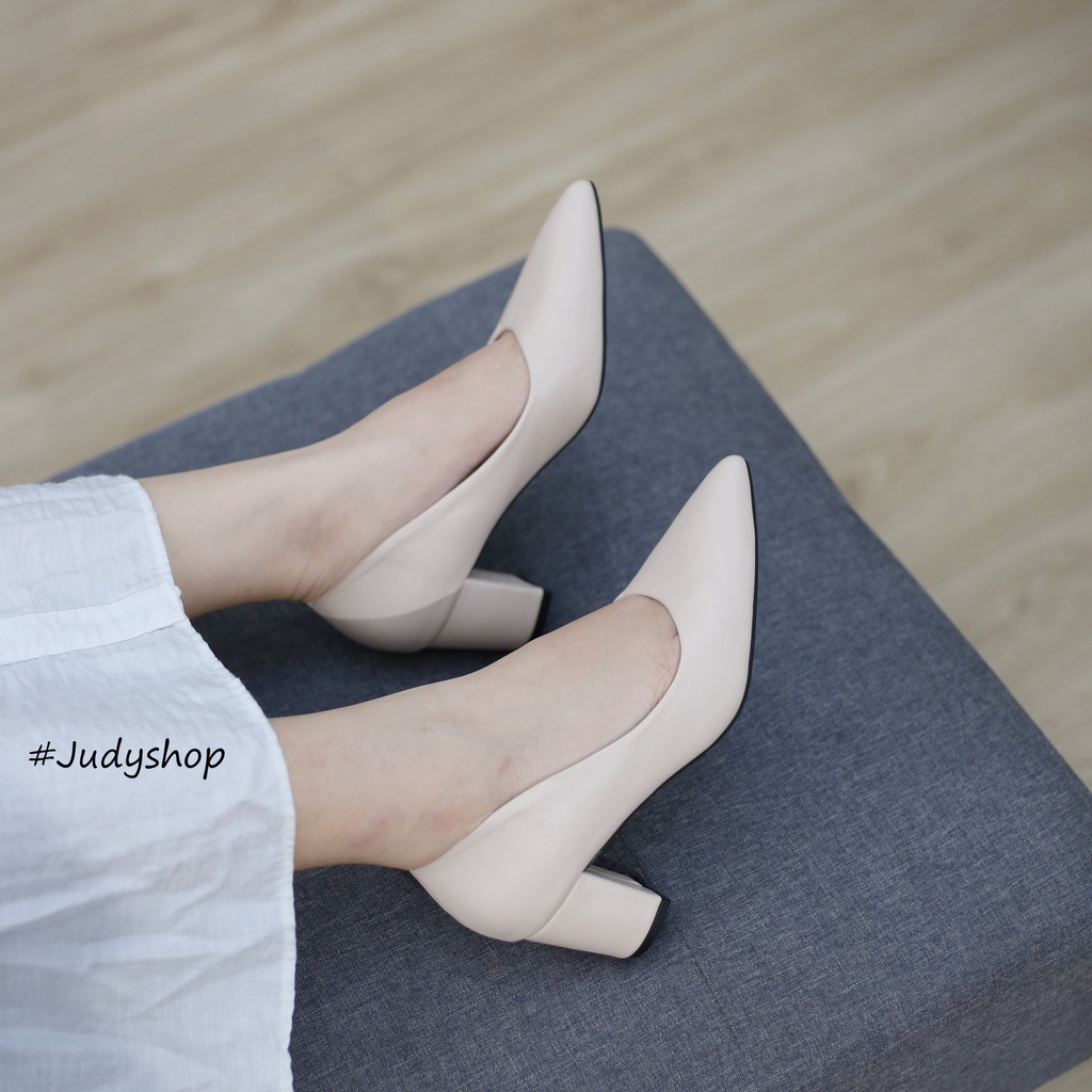 Giày cao gót nữ - Giày gót vuông KOKOSHI mũi nhọn da mềm cao 5p VNXK