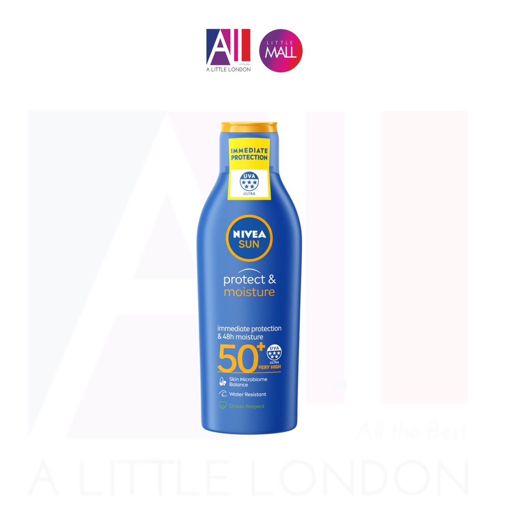 Kem chống nắng, chống nước Nivea Sun Protect Moisture SPF50+ Very High Sun Lotion 200ml (Bill Anh)