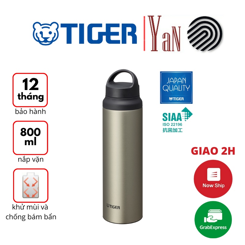 Bình giữ nhiệt Tiger MCZ-S080 (XZV) - Nắp Vặn Quay Xách - 800ml - Hàng chính hãng