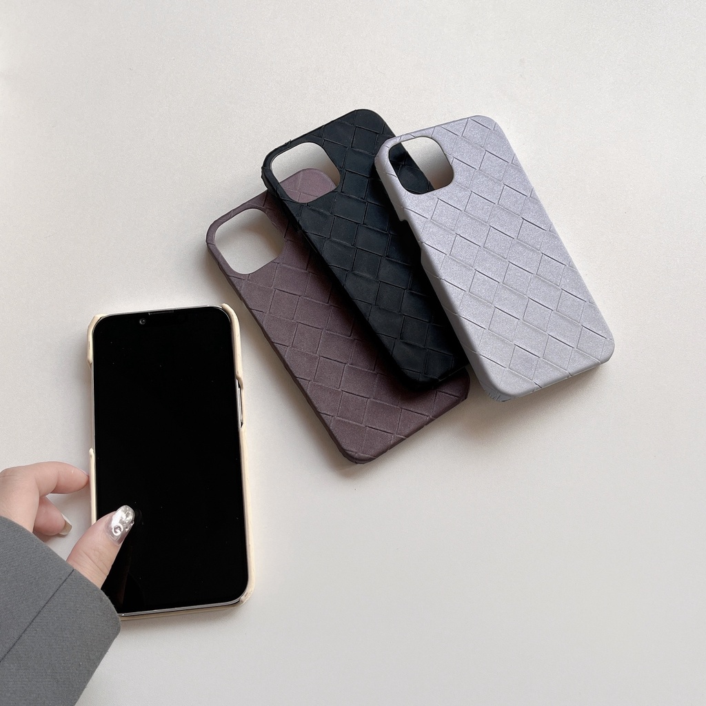 Ốp Điện Thoại Tpu Silicon Mềm Vân Đan Chéo Màu Trơn Chống Sốc Cho iPhone 14 13 12 11 Pro Max Plus