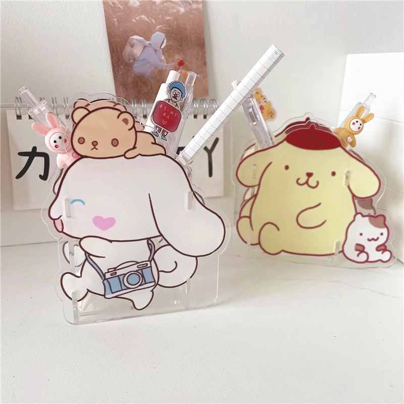 Ống Đựng Bút Bằng Acrylic Trong Suốt Họa Tiết Hoạt Hình Dễ Thương Đa Năng Giá Đỡ