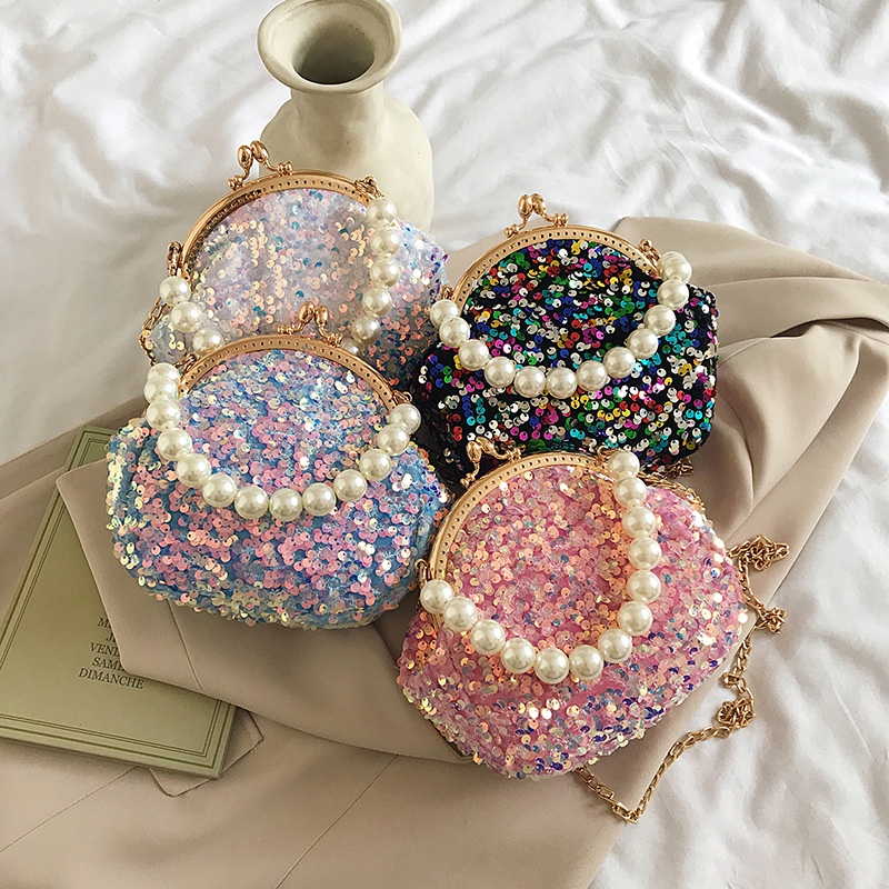 Ielgy Túi Đeo Chéo mini Hình Vỏ Sò Đính Kim Sa Siêu Lấp Lánh Cho Nữ