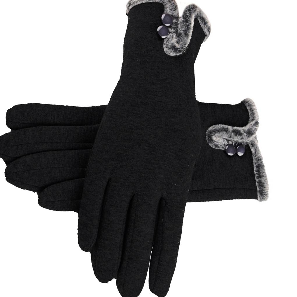 1 Đôi Găng Tay Giữ Ấm Mùa Đông Có Thể Dùng Màn Hình Cảm Ứng Màu Đen Dành Cho Nữ