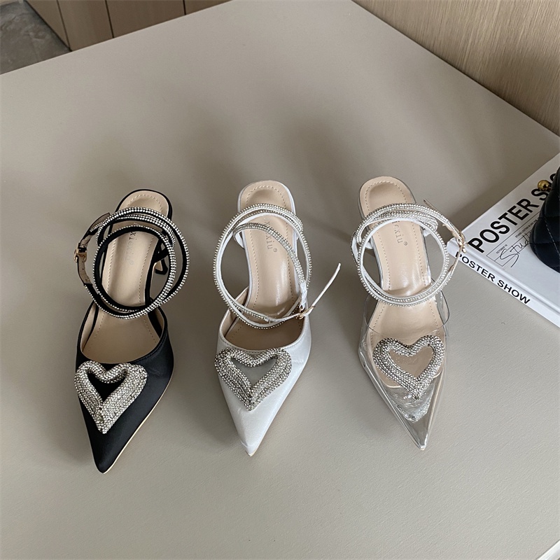 Giày Cao Gót Mũi Nhọn Đính Đá Thời Trang Âu Mỹ 2023 Cho Nữ