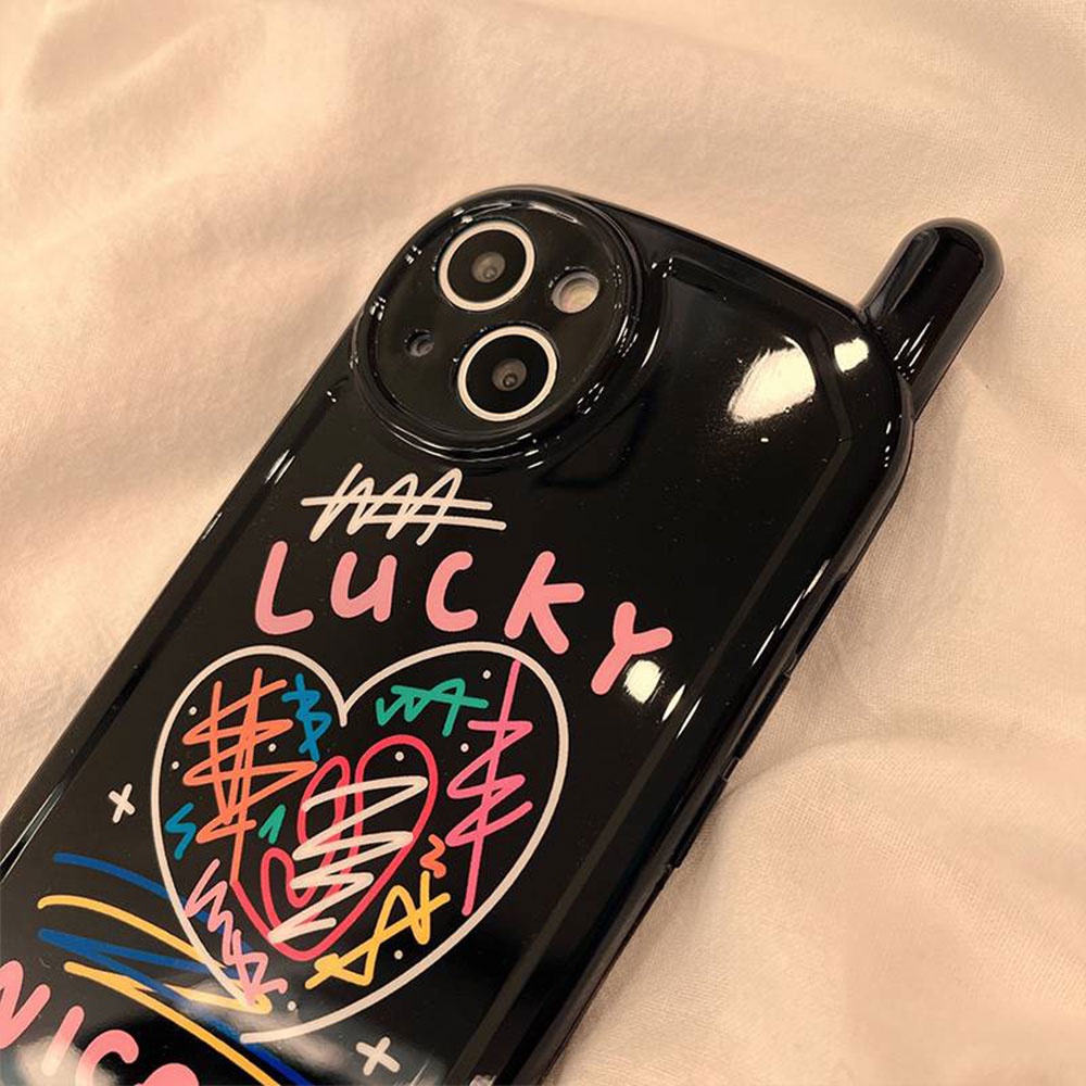 Ốp Điện Thoại Tpu Mềm Chống Bụi Hình Trái Tim Graffiti Cho IPhone 14 11 12 13 Pro Max