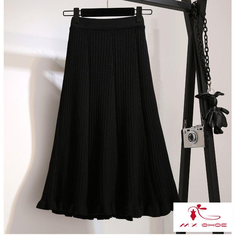 Chân Váy Len Dáng Chữ a Lưng Cao Phối Bèo Phong Cách Hàn Quốc Thời Trang Thu Đông 2022 Mới