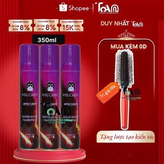 Gôm Xịt Tóc Tạo Kiểu VOLCANIC 350ml = Lược Tặng