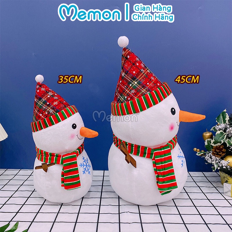 Gấu Bông Người Tuyết Đeo Khăn Kẻ Giáng Sinh Noel Cao Cấp Memon