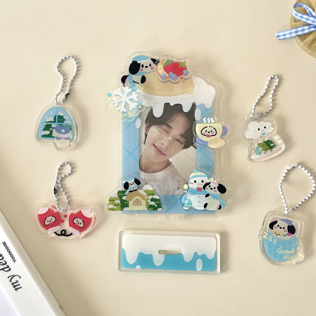 Giá Đỡ Trưng Bày Thẻ Ảnh Bằng Acrylic 3 Inch Hình Chú Cún Dễ Thương Trang Trí Bàn Làm Việc