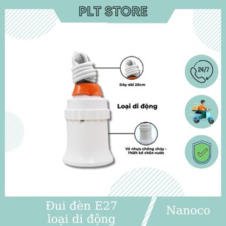 Đui đèn e27 loại di dộng có dây dài 20cm nanoco nae2720w , nae2720bk