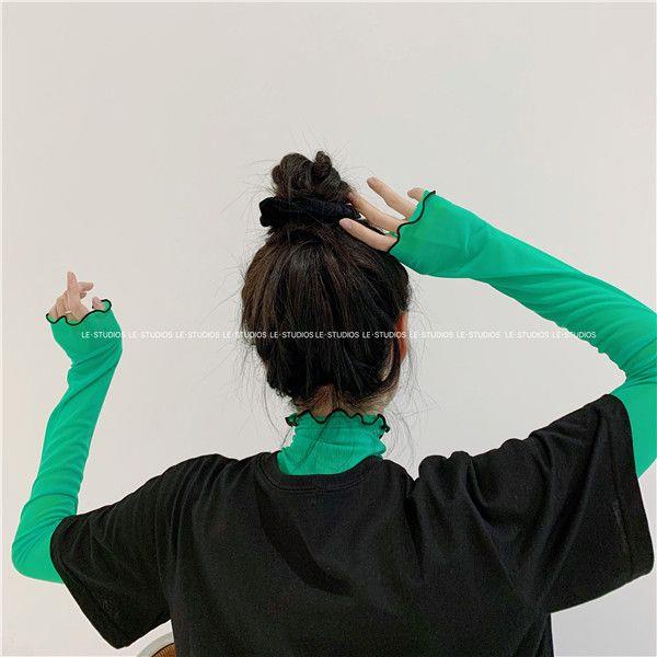 Áo Thun Tay Dài Cổ Cao Mẫu Mới 2022 Thời Trang Mùa Thu Cho Nữ