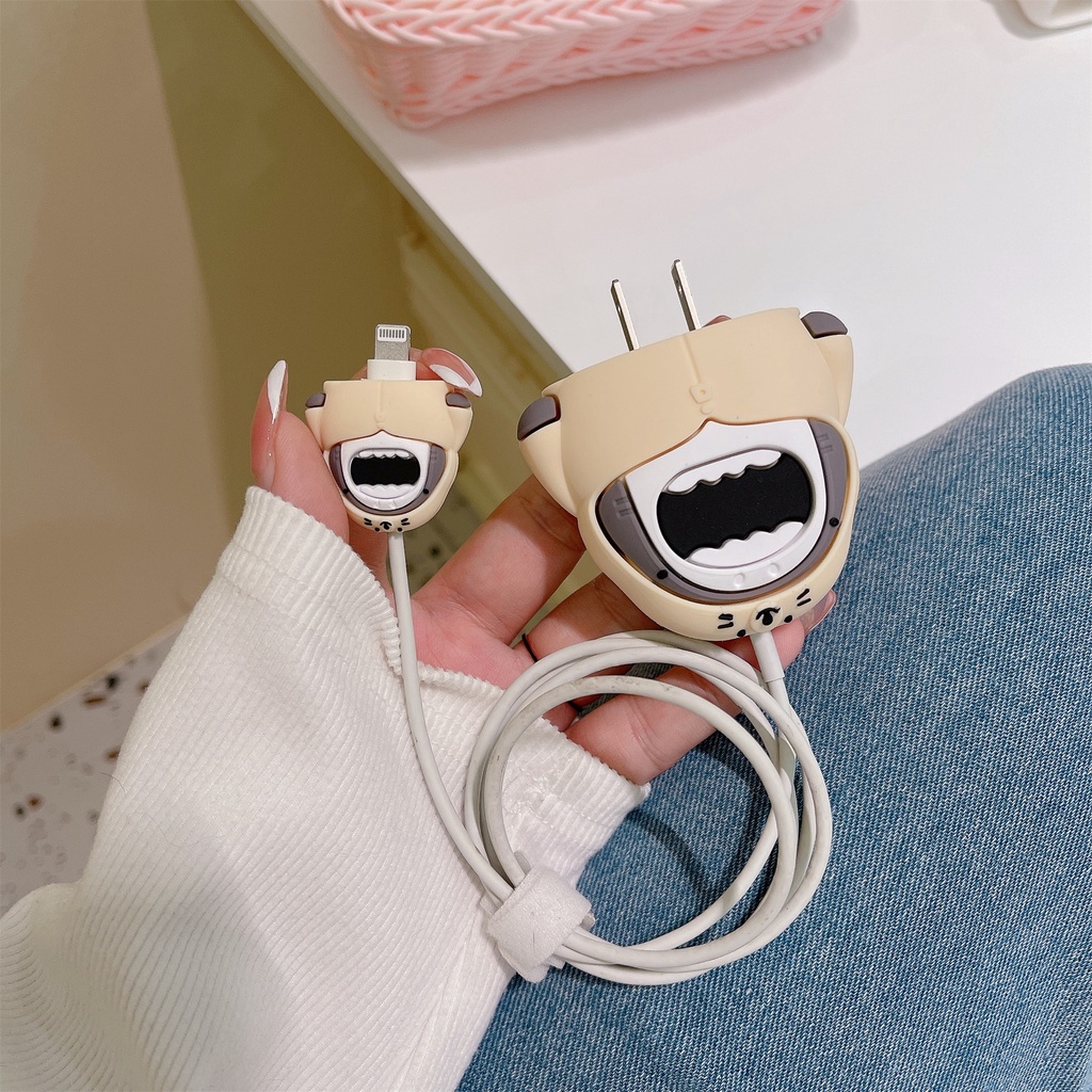 Set 2 Dây Cáp Sạc Nhanh / Truyền Dữ Liệu USB Type-c Hình Cá Mập 3D Bằng Silicon Chống Sốc Cho Apple iphone / ipad 18W / 20W Ốp