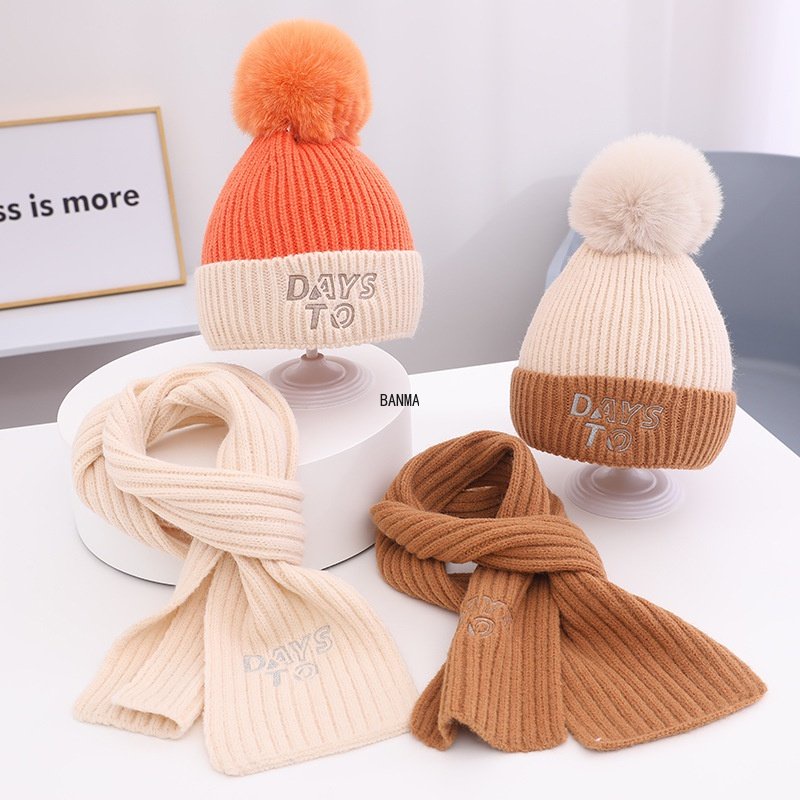 Set Mũ Len Và Khăn Choàng Cổ Dày Dặn Thời Trang Dành Cho Bé Trai Và Bé Gái 2-8 Tuổi