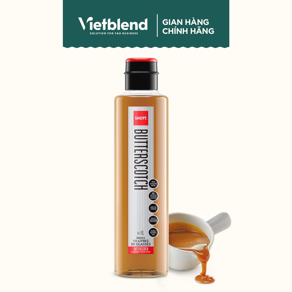 Syrup SHOTT vị Bơ Lạc Butterscotch chai 1L