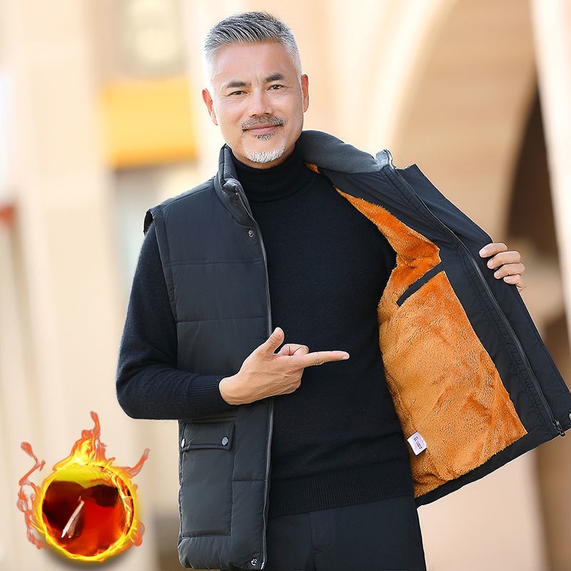 người già quần áo mùa đông lông cừu dày vest