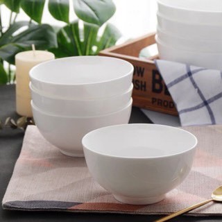 Bộ 4 chén sứ trắng trơn - tráng men cao cấp - chén sứ, chén cơm, bát ăn cơm