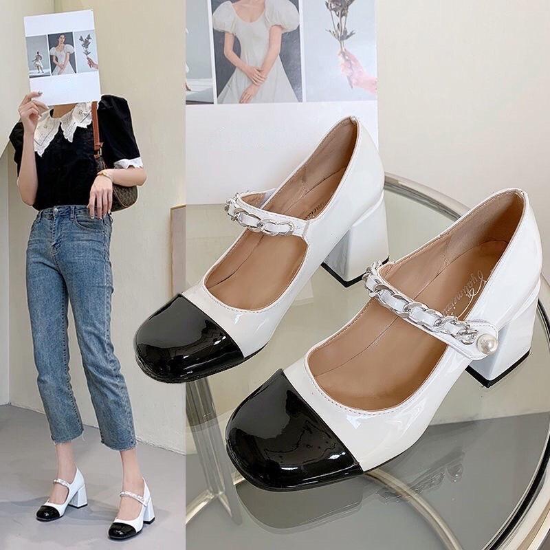 [Ảnh thật] GIÀY CAO GÓT NỮ DA BÓNG XÍCH NGỌC CAO 7P ÊM CHÂN SANG CHẢNH B15.B17