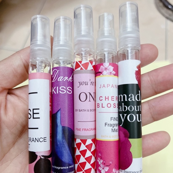 Set 5 ống nước hoa Body mist Bath And Body Works  Size mini - Nhiều mùi ngẫu nhiên