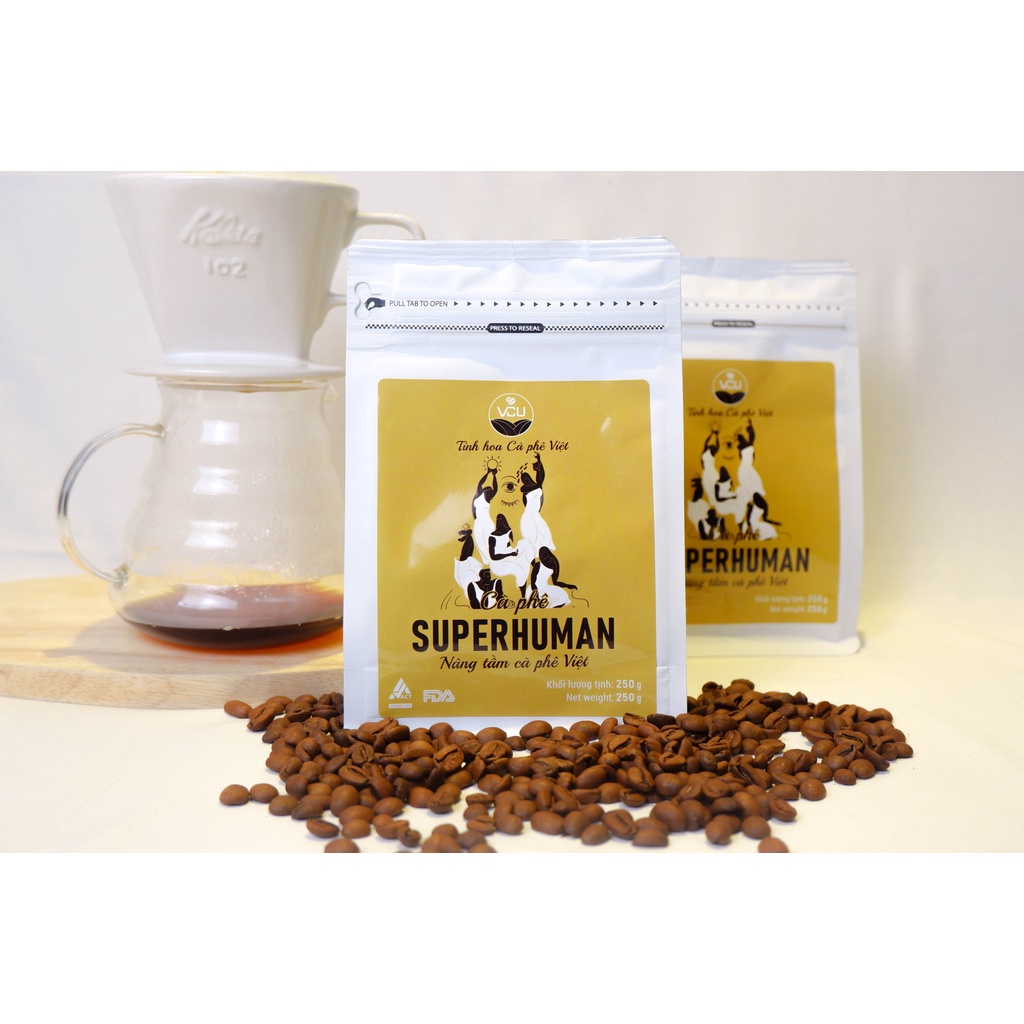 Cà phê Robusta Honey nguyên chất, rang mộc 100%, vị đắng đầm, hậu ngọt thơm nồng, dùng pha phin, pha máy từ VCU Coffee