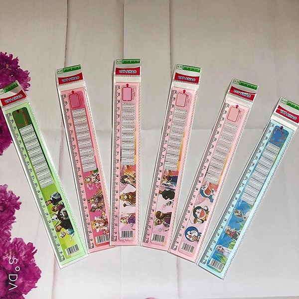 Thước nhựa răng cưa- FREESHIP, Thước kẻ học sinh 20cm in hình hoạt hình , Phát Huy Hoàng