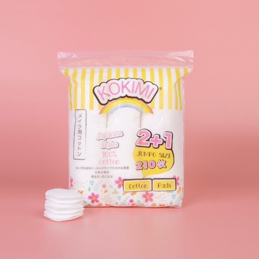 BÔNG TẨY TRANG Kokimi 240 miếng  MIHOO SẠCH BỤI BẨN 100% COTTON