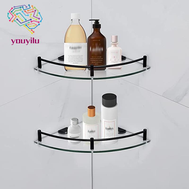 Kệ Kính Cường Lực Đựng Xà Phòng / Sữa Tắm Gắn Góc Tường Nhà Tắm