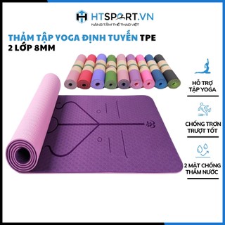 Thảm Yoga, Thảm Tập Yoga Định Tuyến TPE 2 Lớp 8MM, Chống Trượt Cao Cấp