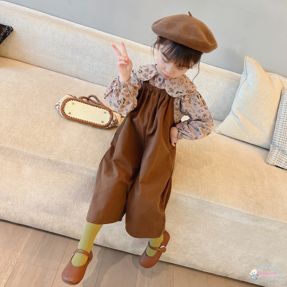 Bộ 2 Món Đầm Hoa + Quần Cổ Búp Bê Thoải Mái Dễ Thương Cho Bé Gái